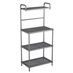 XVX Four-Tier Metal Kitchen Appliance Rack, Open Wire Shelves with Adjustable Feet and Handle