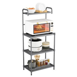 XVX Four-Tier Metal Kitchen Appliance Rack, Open Wire Shelves with Adjustable Feet and Handle