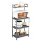 Honhorrs Four-Tier Metal Kitchen Appliance Rack, Open Wire Shelves with Adjustable Feet and Handle
