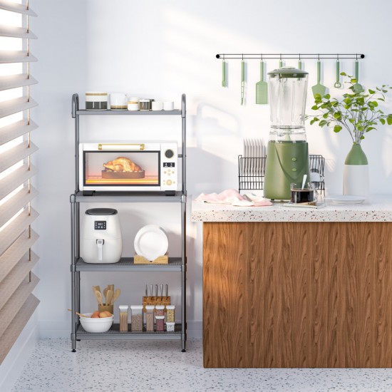 Honhorrs Four-Tier Metal Kitchen Appliance Rack, Open Wire Shelves with Adjustable Feet and Handle