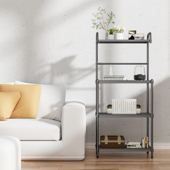 Honhorrs Four-Tier Metal Kitchen Appliance Rack, Open Wire Shelves with Adjustable Feet and Handle