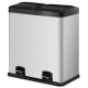 Honhorrs 16-Gallon Stainless Steel Dual-Compartment Trash Can with Separate Foot Pedals and Lids