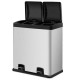 Honhorrs 16-Gallon Stainless Steel Dual-Compartment Trash Can with Separate Foot Pedals and Lids