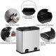 Honhorrs 16-Gallon Stainless Steel Dual-Compartment Trash Can with Separate Foot Pedals and Lids