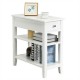 Honhorrs Slim Three-Level End Table with Sliding Drawer and Two Open Shelves for Bedside Storage