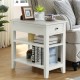 Honhorrs Slim Three-Level End Table with Sliding Drawer and Two Open Shelves for Bedside Storage