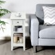 Honhorrs Slim Three-Level End Table with Sliding Drawer and Two Open Shelves for Bedside Storage