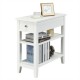 Honhorrs Slim Three-Level End Table with Sliding Drawer and Two Open Shelves for Bedside Storage