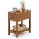 Honhorrs Chairside End Table with Drawer, Open Lower Shelf, Rubber Wood Legs and Metal Pull Handle