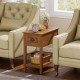 Honhorrs Chairside End Table with Drawer, Open Lower Shelf, Rubber Wood Legs and Metal Pull Handle