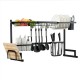 Honhorrs Two-Tier Over-Sink Dish Rack, Stainless Steel Frame with Removable Holders and Suction Feet