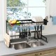 Honhorrs Two-Tier Over-Sink Dish Rack, Stainless Steel Frame with Removable Holders and Suction Feet