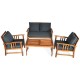 Honhorrs Four-Piece Wooden Patio Seating Set, Clear-Varnished Frames with Zippered Seat Cushions