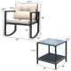 Honhorrs Three-Piece Rattan Patio Rocking Set with Two Cushioned Chairs and Glass-Top Side Table