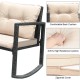 Honhorrs Three-Piece Rattan Patio Rocking Set with Two Cushioned Chairs and Glass-Top Side Table