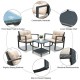 Honhorrs Three-Piece Rattan Patio Rocking Set with Two Cushioned Chairs and Glass-Top Side Table