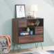 Honhorrs Raised-Leg Storage Sideboard, Single Drawer with Two Open Shelves and Two Cabinet Sections