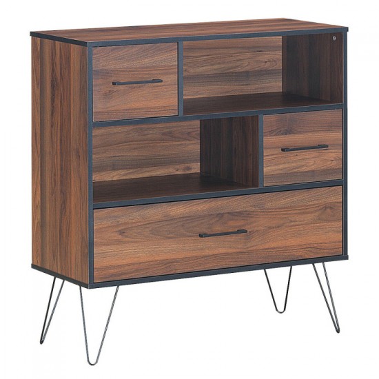 Honhorrs Raised-Leg Storage Sideboard, Single Drawer with Two Open Shelves and Two Cabinet Sections