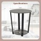 Honhorrs Round Two-Tier End Table, Removable Lower Shelf and Raised Tray Edge with Adjustable Feet