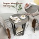 Honhorrs Round Two-Tier End Table, Removable Lower Shelf and Raised Tray Edge with Adjustable Feet