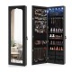 Honhorrs Lockable Wall or Door Jewelry Mirror Cabinet with 5 LEDs, 84 Ring Slots and 6 Drawers