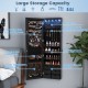 Honhorrs Lockable Wall or Door Jewelry Mirror Cabinet with 5 LEDs, 84 Ring Slots and 6 Drawers
