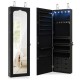 Honhorrs Lockable Wall or Door Jewelry Mirror Cabinet with 5 LEDs, 84 Ring Slots and 6 Drawers