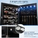 Honhorrs Lockable Wall or Door Jewelry Mirror Cabinet with 5 LEDs, 84 Ring Slots and 6 Drawers
