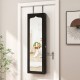 Honhorrs Lockable Wall or Door Jewelry Mirror Cabinet with 5 LEDs, 84 Ring Slots and 6 Drawers