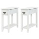 Honhorrs Pair of Two-Tier Sofa End Tables with Individual Drawers, Open Lower Shelves and Table Tops