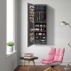 Honhorrs Hanging Mirror Jewelry Cabinet, Five Interior LED Lights and Lockable Door or Wall Storage