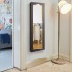 Honhorrs Hanging Mirror Jewelry Cabinet, Five Interior LED Lights and Lockable Door or Wall Storage