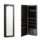 Honhorrs Hanging Mirror Jewelry Cabinet, Five Interior LED Lights and Lockable Door or Wall Storage