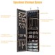 Honhorrs Hanging Mirror Jewelry Cabinet, Five Interior LED Lights and Lockable Door or Wall Storage