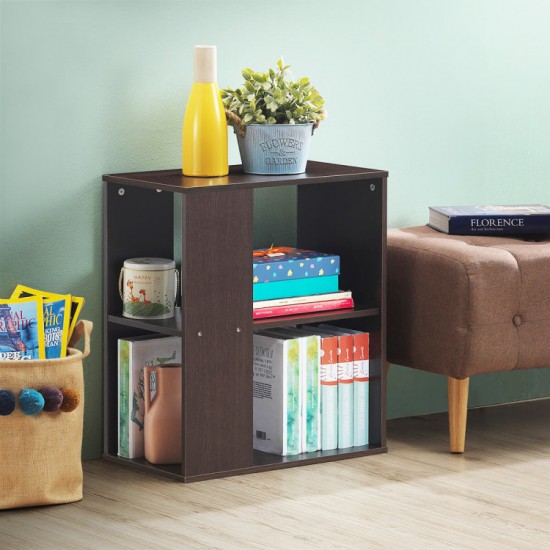 Honhorrs Three-Tier Open End Table, Engineered-Wood Shelves for Sofa-Side and Bedside Organization