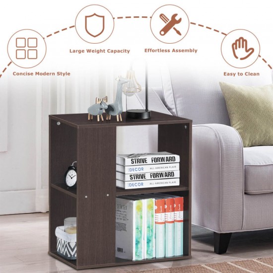 Honhorrs Three-Tier Open End Table, Engineered-Wood Shelves for Sofa-Side and Bedside Organization