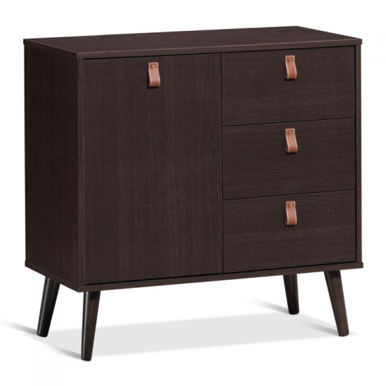 Honhorrs Three-Drawer Storage Sideboard, Enclosed Cabinet with Adjustable Shelf and Display Tabletop