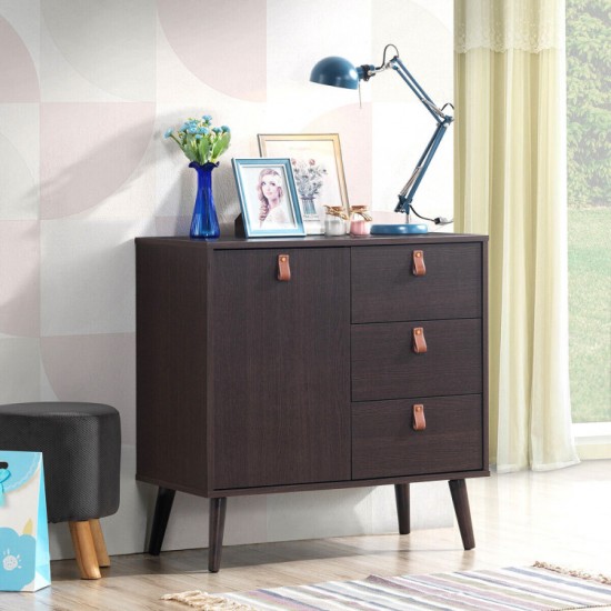 Honhorrs Three-Drawer Storage Sideboard, Enclosed Cabinet with Adjustable Shelf and Display Tabletop