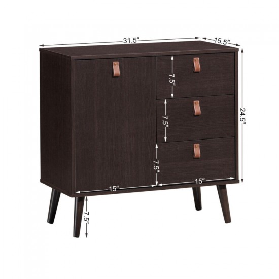 Honhorrs Three-Drawer Storage Sideboard, Enclosed Cabinet with Adjustable Shelf and Display Tabletop