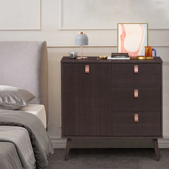Honhorrs Three-Drawer Storage Sideboard, Enclosed Cabinet with Adjustable Shelf and Display Tabletop