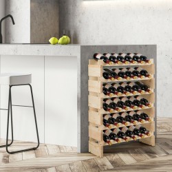 Honhorrs 36-Bottle Modular Wooden Wine Rack with Stackable Sections and Horizontal Bottle Rests
