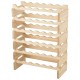 Honhorrs 36-Bottle Modular Wooden Wine Rack with Stackable Sections and Horizontal Bottle Rests