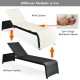 Honhorrs Cushioned Rattan Patio Chaise with Five Backrest Positions, Steel Frame and Adjustable Feet
