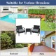 Honhorrs Cushioned Three-Piece Patio Conversation Set, Woven Rattan Seating and Tempered-Glass Table