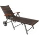 Honhorrs Aluminum Folding Patio Chaise, Seven Recline Settings with Rattan, Cushion and Two Wheels
