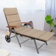 Honhorrs Aluminum Folding Patio Chaise, Seven Recline Settings with Rattan, Cushion and Two Wheels