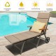 Honhorrs Aluminum Folding Patio Chaise, Seven Recline Settings with Rattan, Cushion and Two Wheels