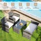 Honhorrs Four-Piece Wicker Patio Set, Loveseat and Armchairs with a Tempered Glass Coffee Table
