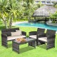 Honhorrs Four-Piece Wicker Patio Set, Loveseat and Armchairs with a Tempered Glass Coffee Table