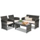 Honhorrs Four-Piece Wicker Patio Set, Loveseat and Armchairs with a Tempered Glass Coffee Table